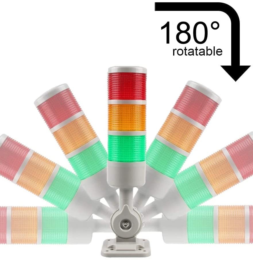 Industrial Signal Tower Stack Lights with Warning and Rotatable Base - 110V/220V LED