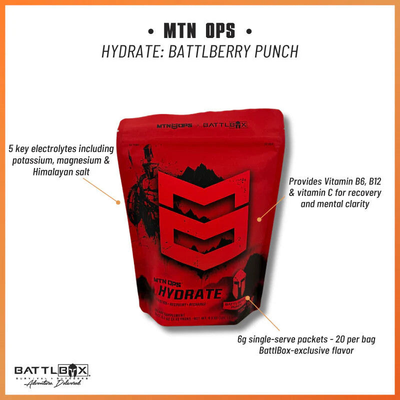 Electrolyte Drink Mix Pack - Hydration & Recovery Formula, BattlBerry Punch Flavor, 20 Single-Serve Packets