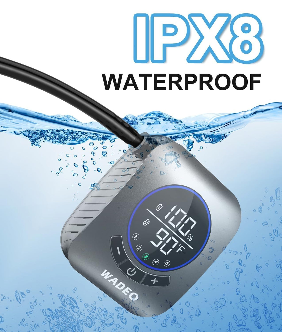 Rechargeable Portable Shower with 8000mAh Battery, 5 Pressure Levels & Digital Display