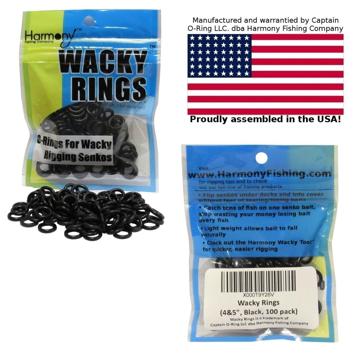 Wacky Rings 100 Pack for Fishing Rigging - Strong Silicone O-Rings for Senkos and Soft Baits