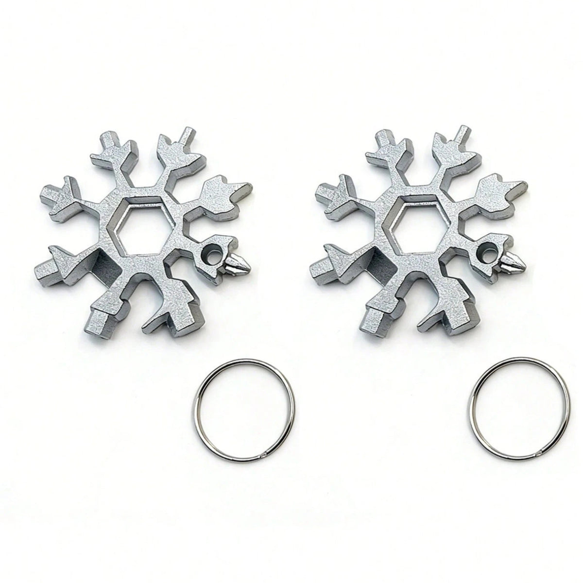 18-in-1 Snowflake Multi-Tool Wrench Screwdriver Keychain Set - Alloy Steel