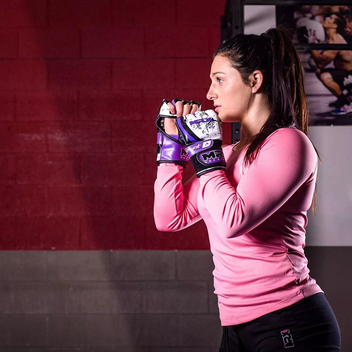 Womens MMA Grappling Gloves Sparring Boxing Fight Gloves Purple - Various Sizes
