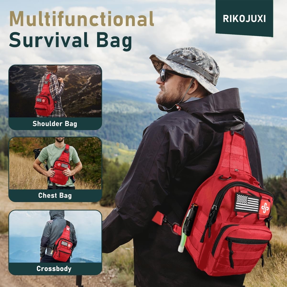 Emergency Survival Kit with First Aid Tent Axe Shovel and Bag - 262 Pieces