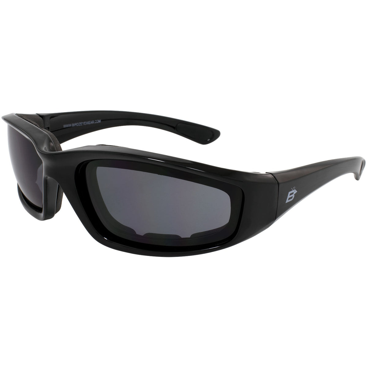 Motorcycle Sunglasses with Black Frames and Green Reflective Lenses