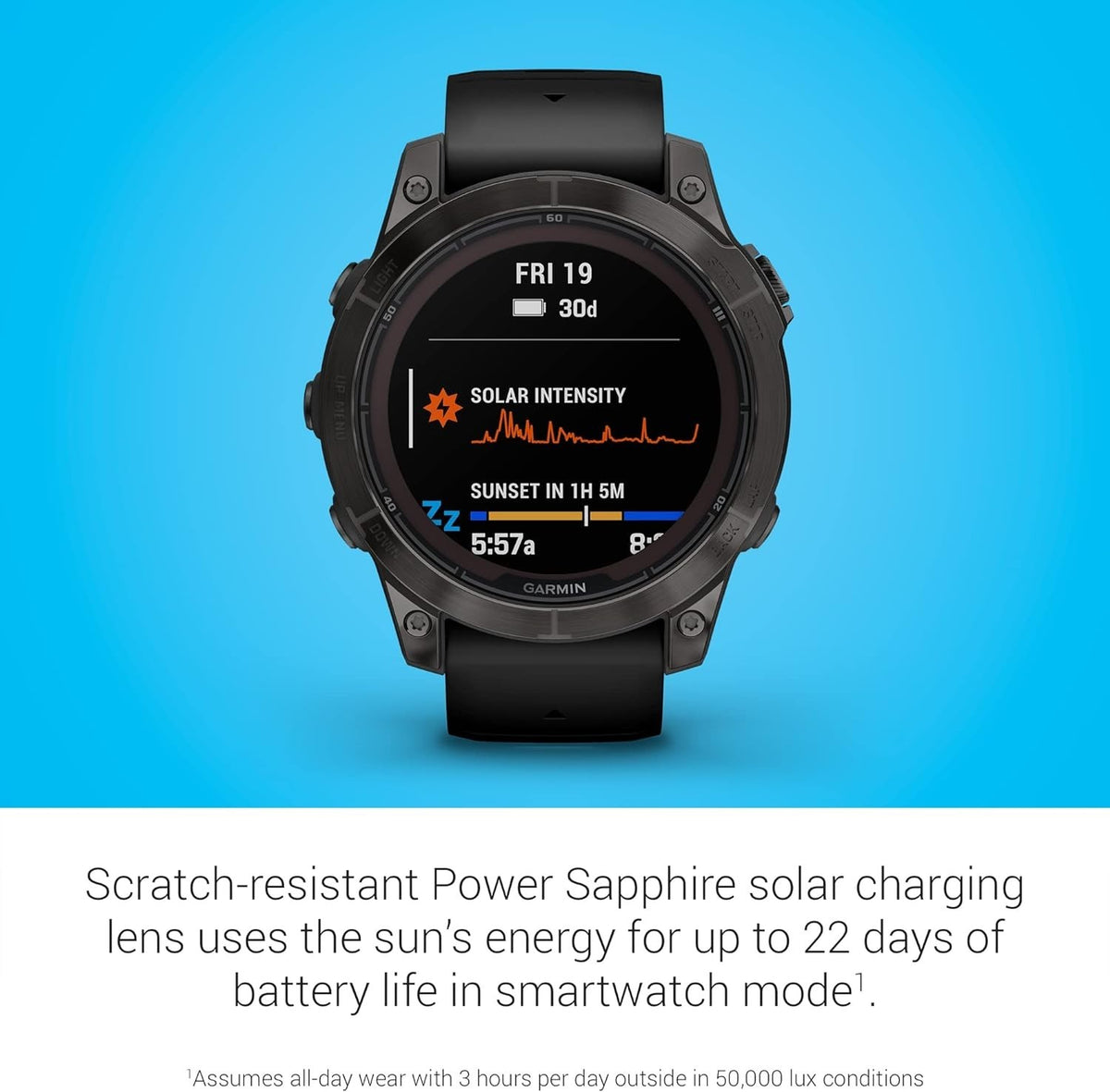 Garmin Fenix 7 Pro Sapphire Solar GPS Watch Titanium Black Band