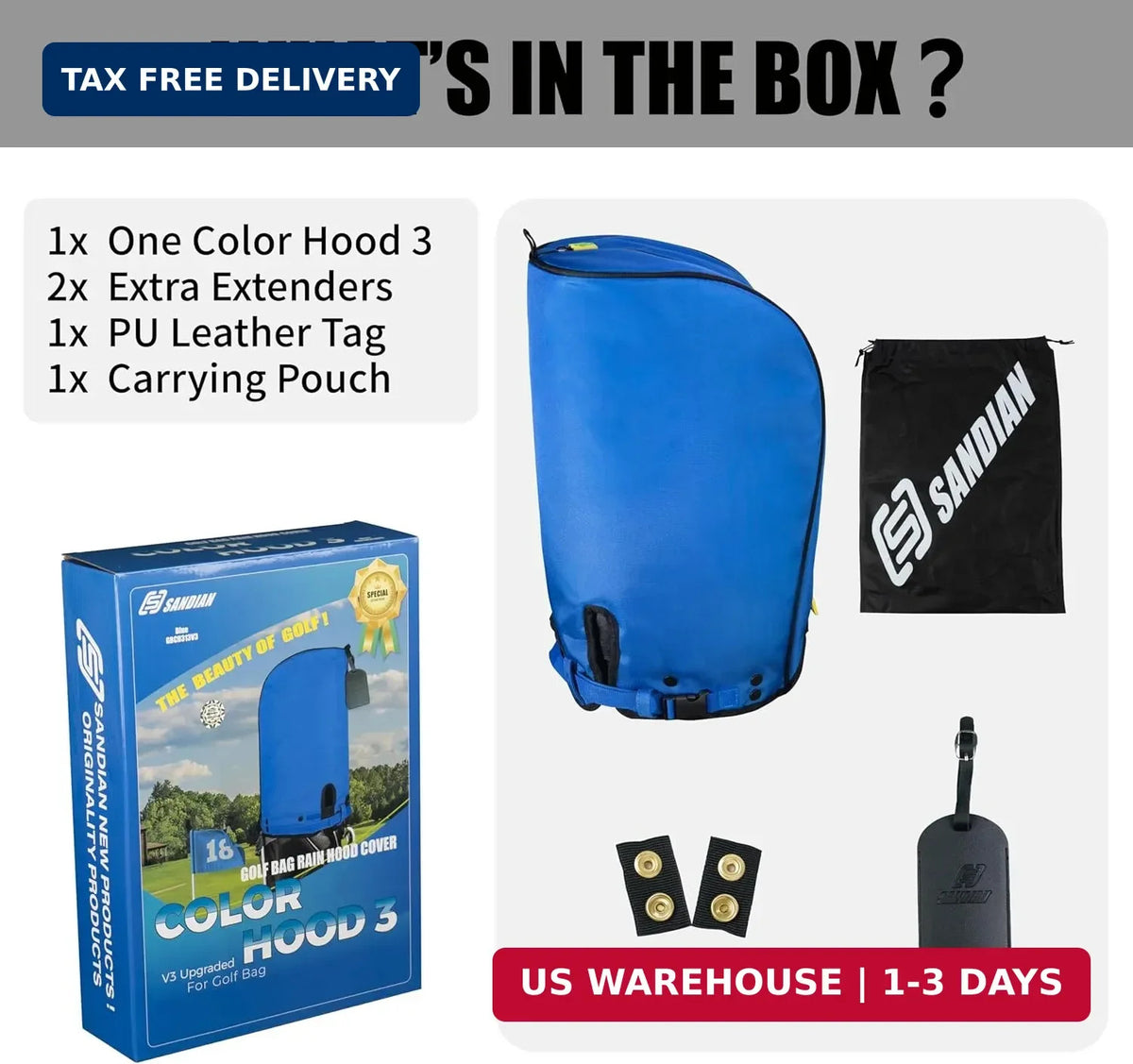 Golf Bag Rain Cover Waterproof Weather-Resistant 1260D Oxford Polyester