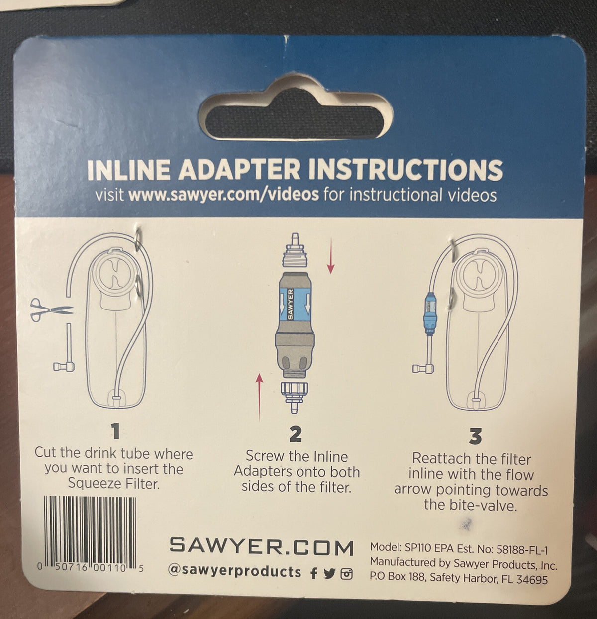 Inline Hydration Adapter for Hydration Packs - Blue/Gray, New