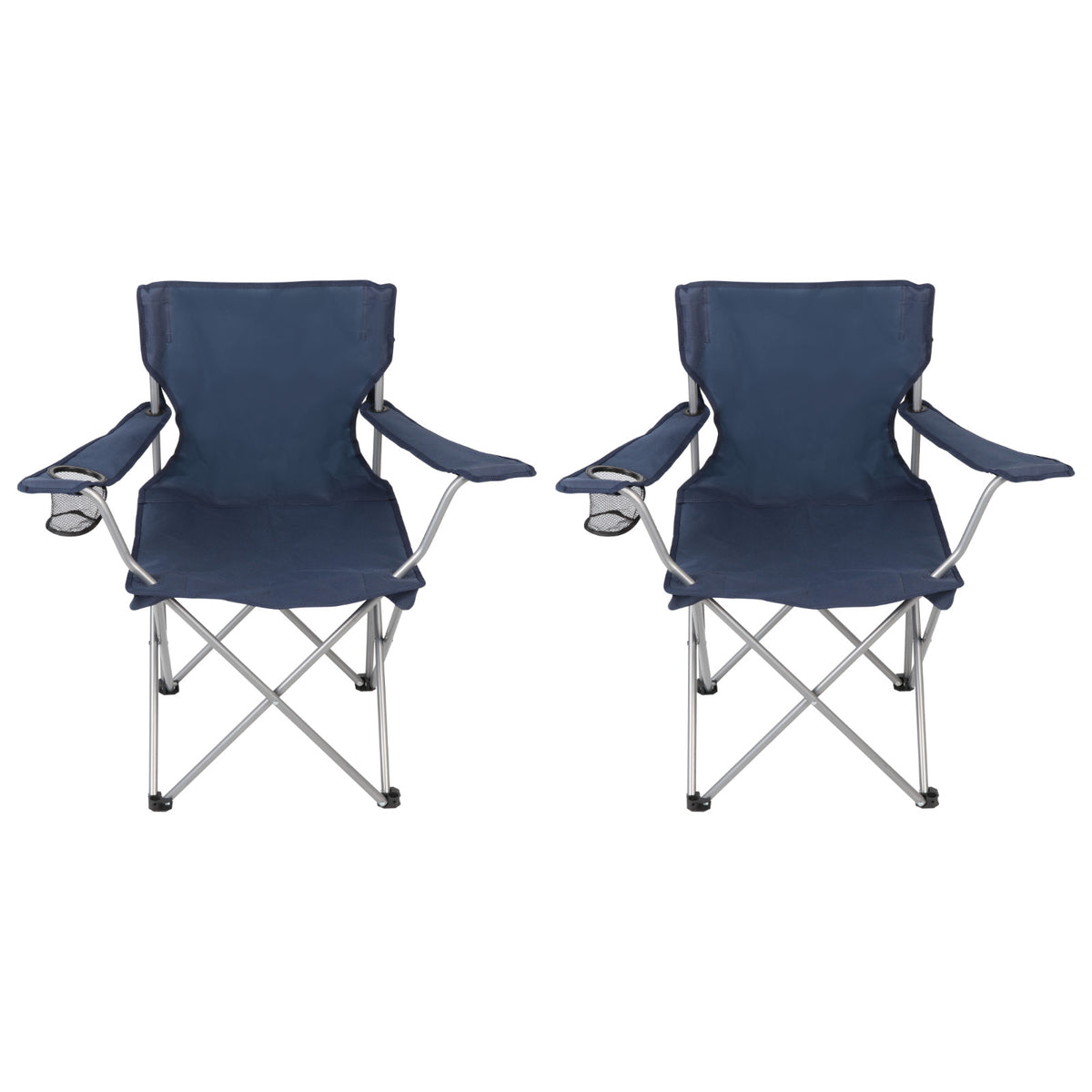 2-Pack Folding Camping Chairs with Cup Holders - Dark Blue