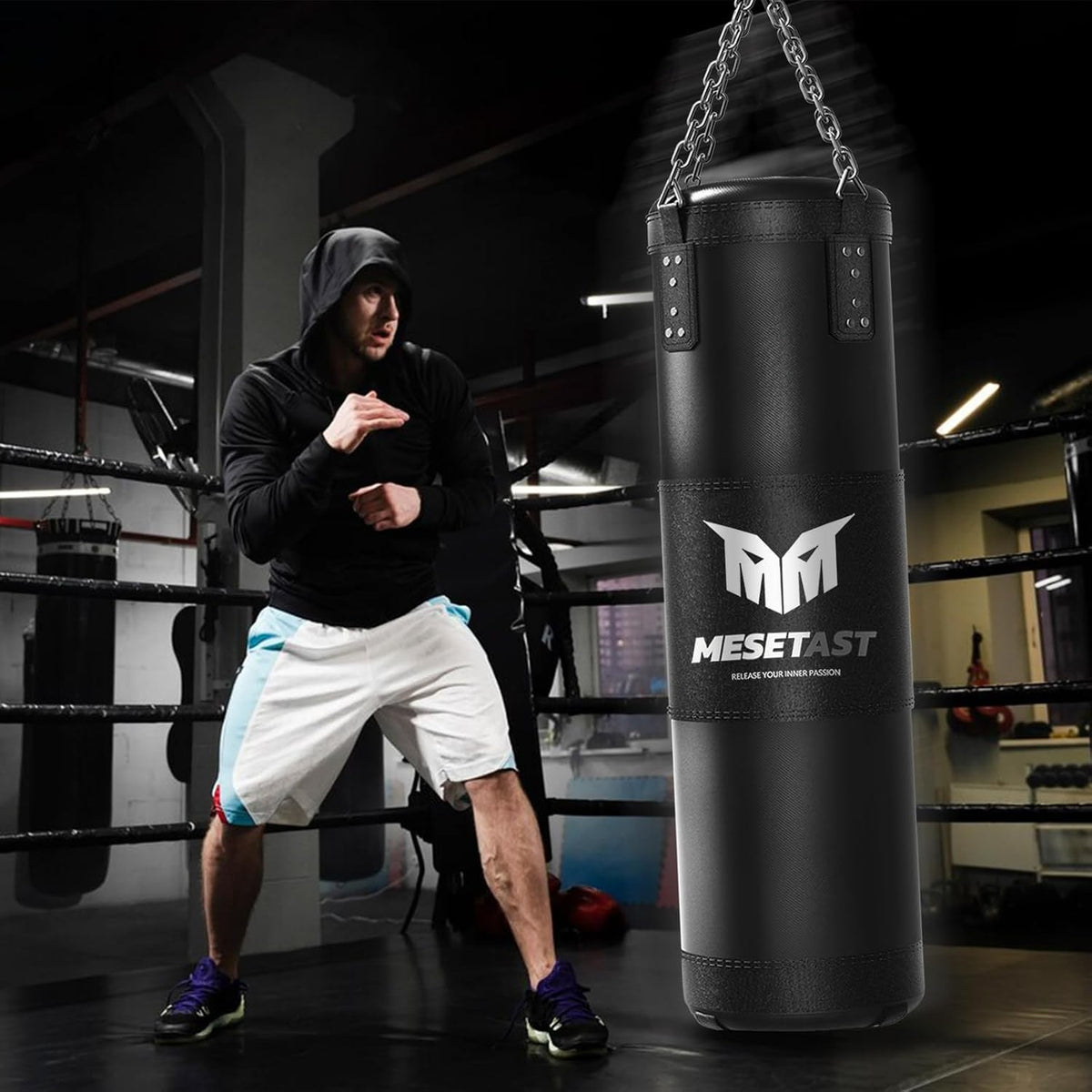 Heavy Boxing Bag Set with Shock Absorbing Gloves - 4ft Training Equipment