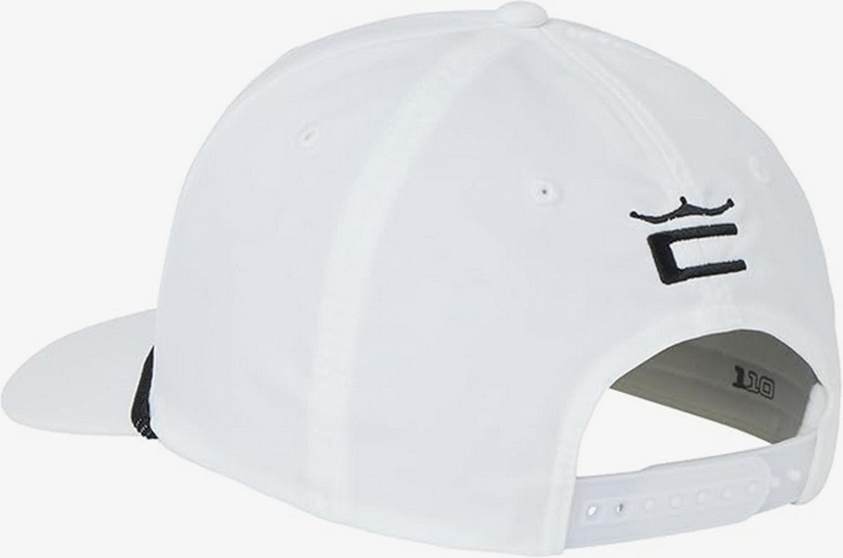 Adjustable White Golf Hat Cap - Snapback Tour Tech Rope Headwear