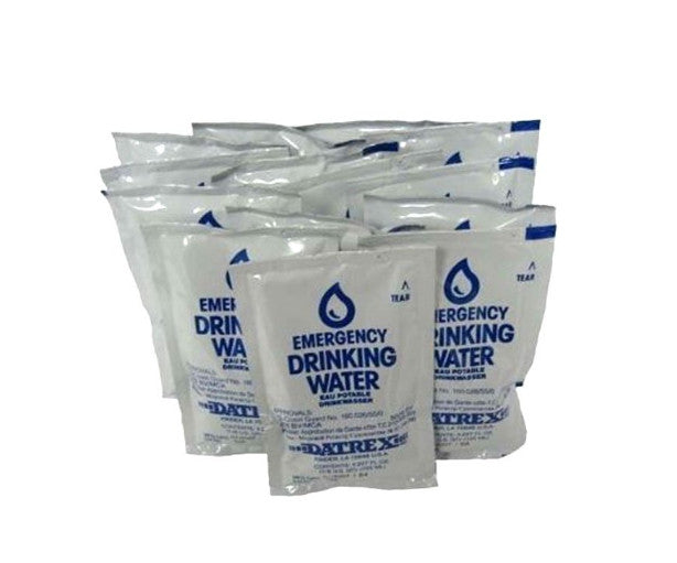 Datrex Emergency Survival Water Pouch Pack of 12, 125ml Portable Drinking Water