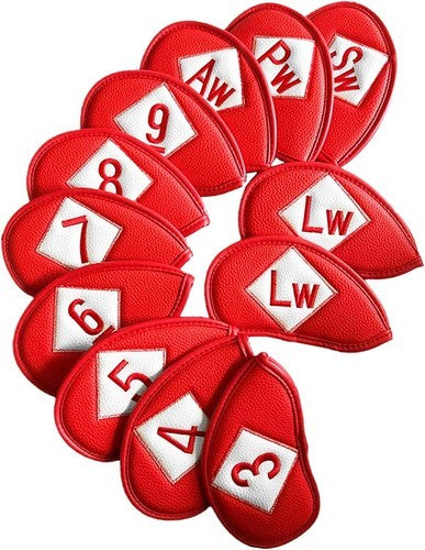 Golf Head Covers Set - 12 Pieces with Embroidered Labels for Irons and Wedges