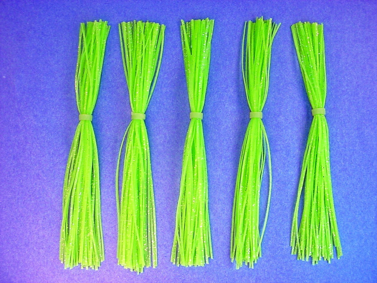 Green Chartreuse Silicone Spinnerbait Skirt with Silver Glitter - Bass Lure Accessory