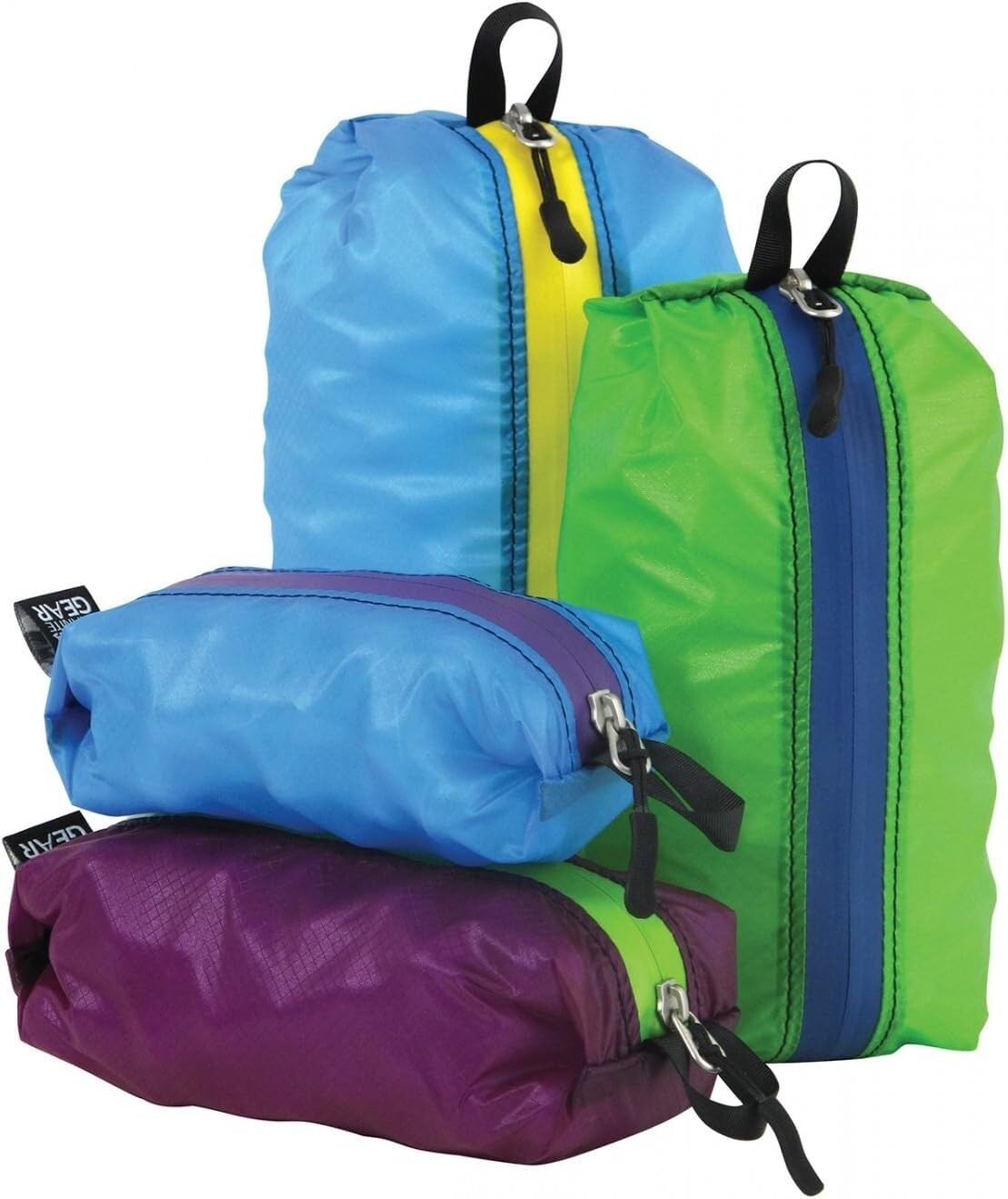 Outdoor Camping Zippered Stuff Sack Set - 4 Nylon Storage Bags in Assorted Sizes
