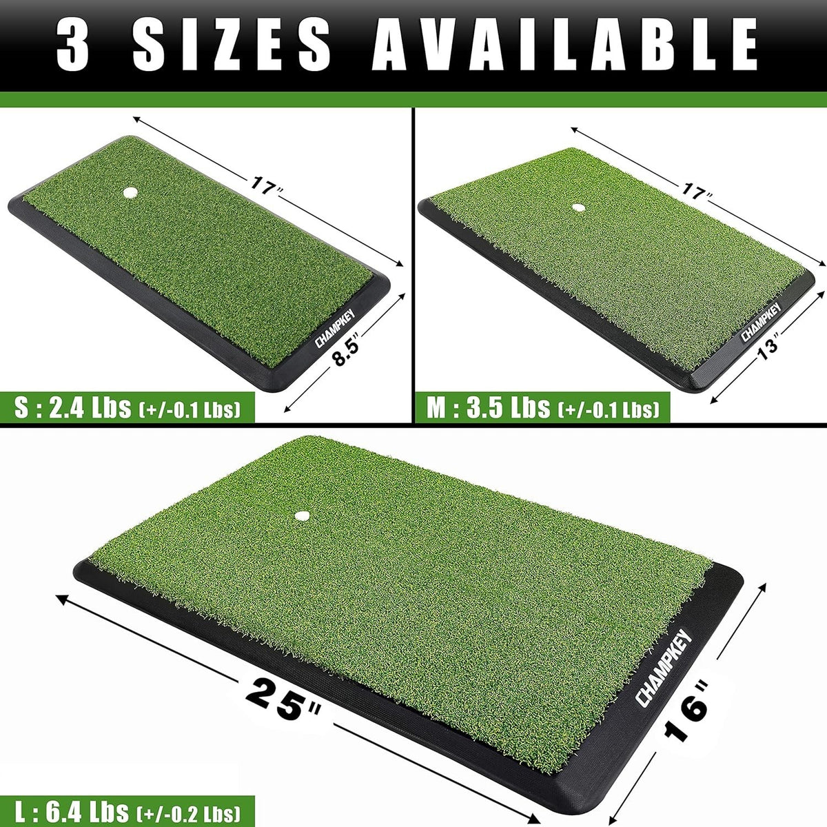 Golf Practice Mat 13x17 with Rubber & Plastic Tees - Compact Design