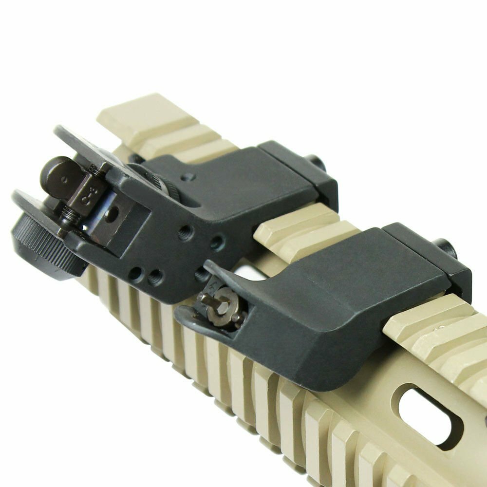 Adjustable Tactical Iron Sight Set with 45-Degree Offset for Rails