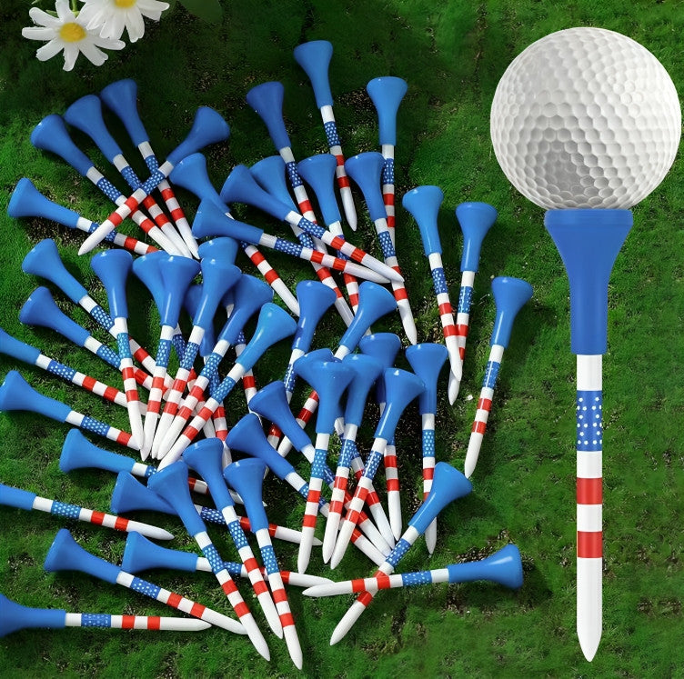 Unbreakable American Flag Golf Tees - 50 Pack 3¼ Inches for Drivers & Long Shots