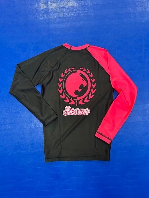 Youth Long Sleeve Rash Guard Black & Pink - Sun Protection Swimwear
