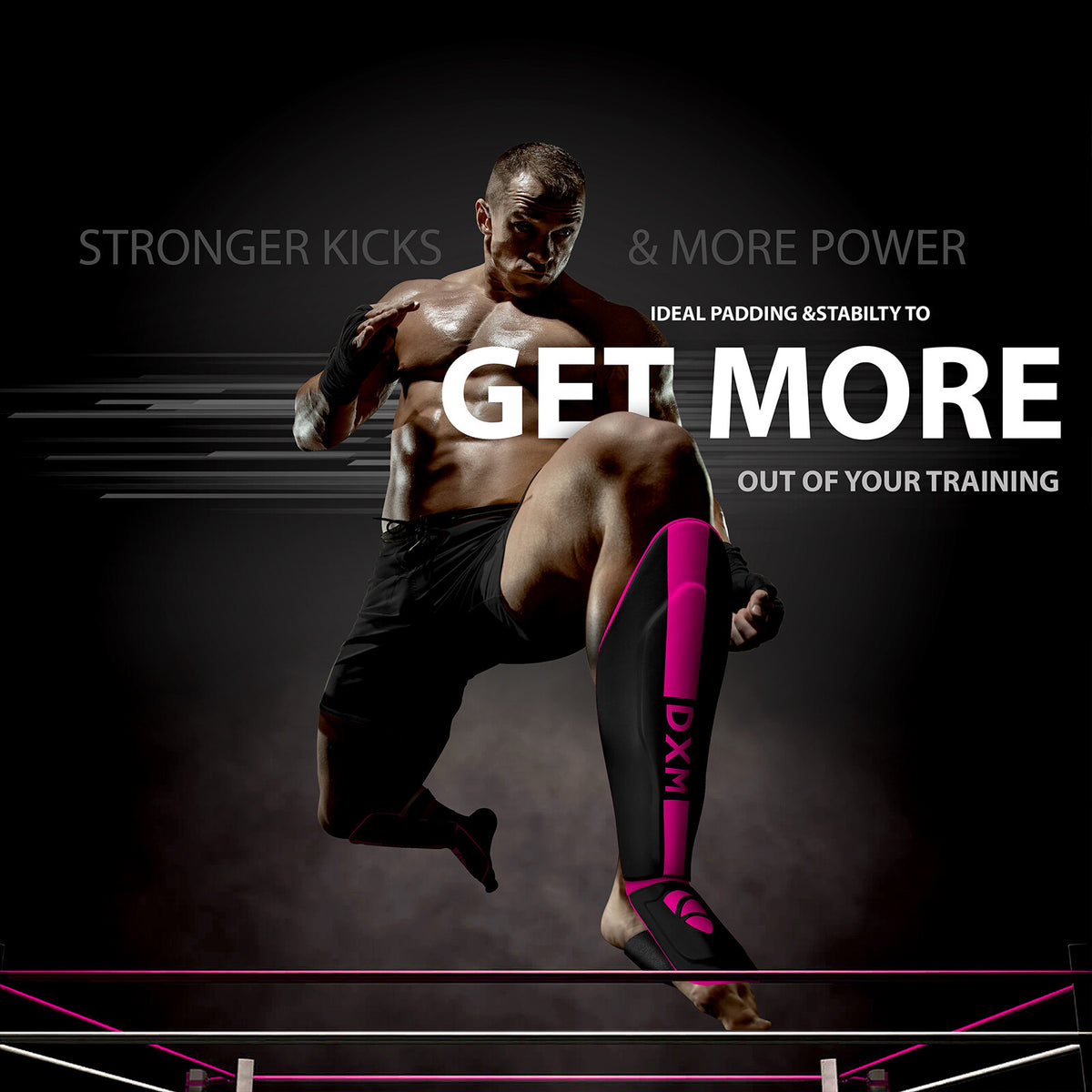 MMA Shin Guards with Foot Instep Protectors for Kickboxing & Martial Arts - Pink