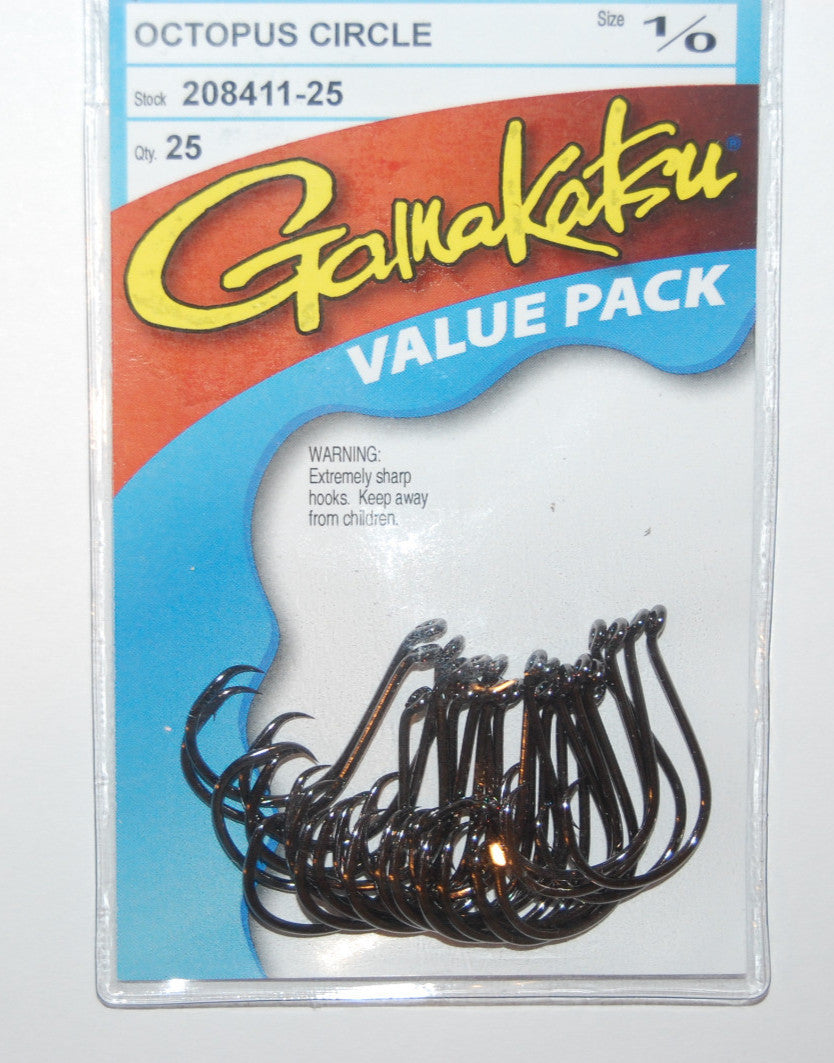 Gamakatsu Octopus Circle Hooks Size 1/0 - 25 Pack Fishing Hooks
