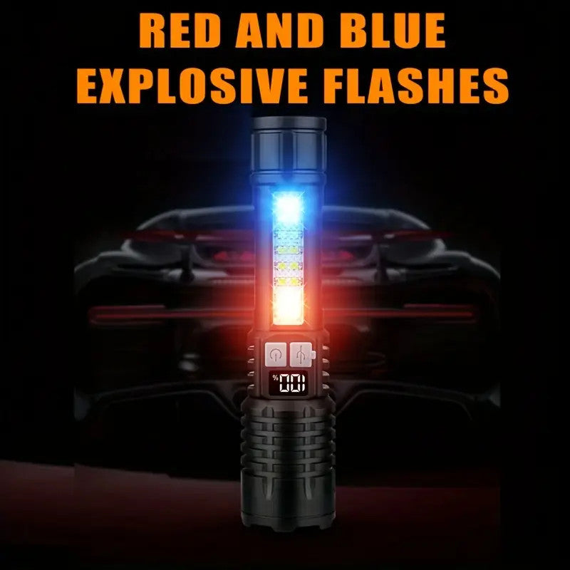 Rechargeable LED Tactical Flashlight with Zoom Focus & 5 Modes, Fast Charge