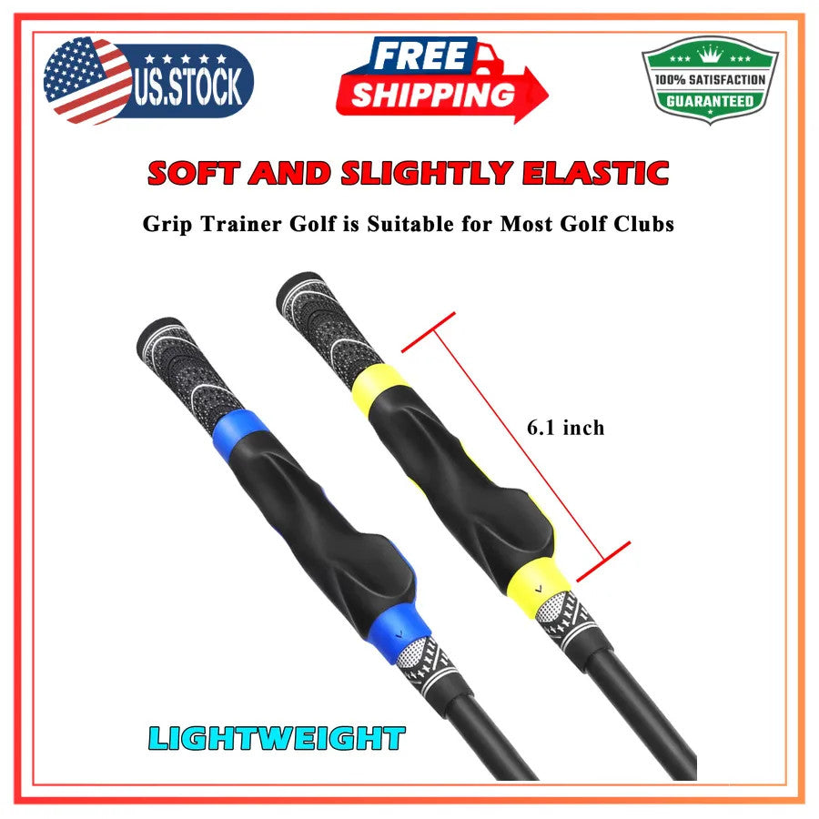 Golf Grip Trainer for Right-Hand Swing Practice - 2 Pack, Ergonomic Rubber
