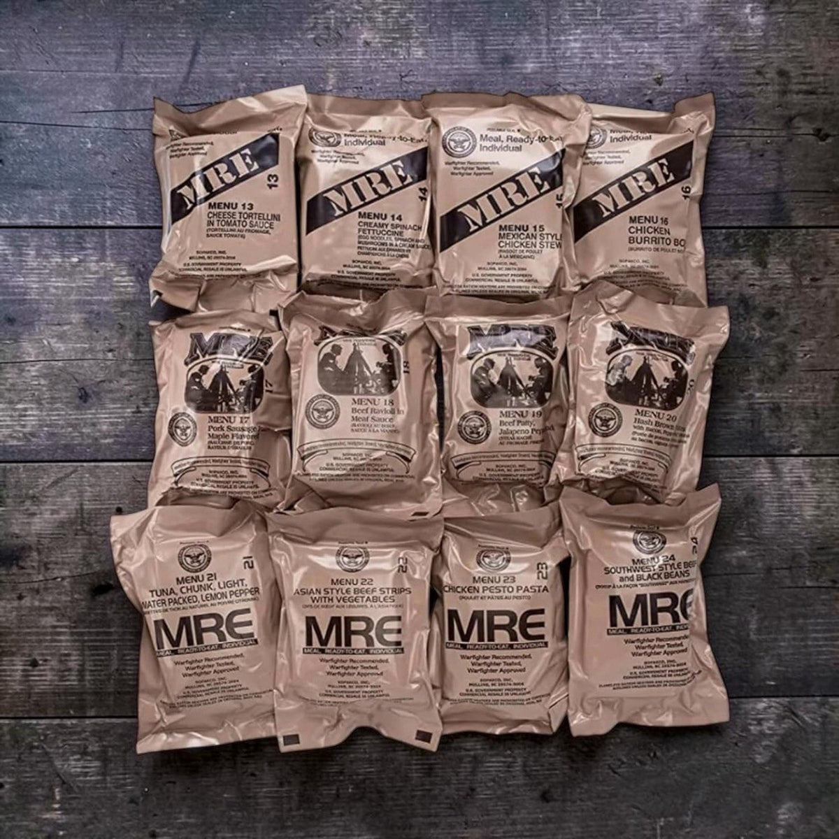 Military Meals Ready-to-Eat (MRE) Case 24 Pack Certified Fresh for Emergency & Outdoor Use