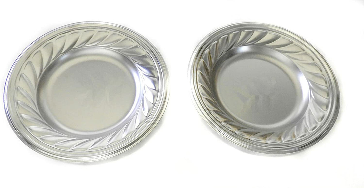 2-Pack Lightweight Metal Camping Plates - 9.25 Inch Reusable Dinnerware