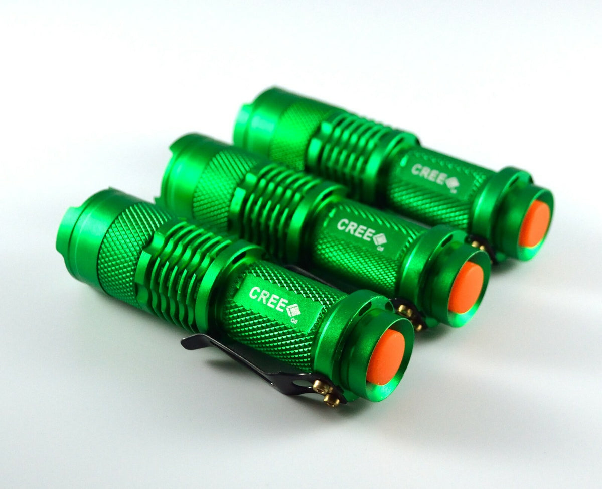 Mini Tactical Flashlight 3-Pack Focus Adjustable 300 Lumens IPX-6 Water Resistant