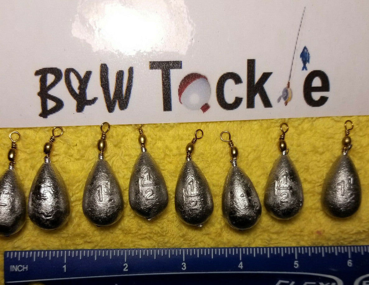 Bass Casting Fishing Sinkers 1 oz with Brass Swivels - Bell Sinker Set