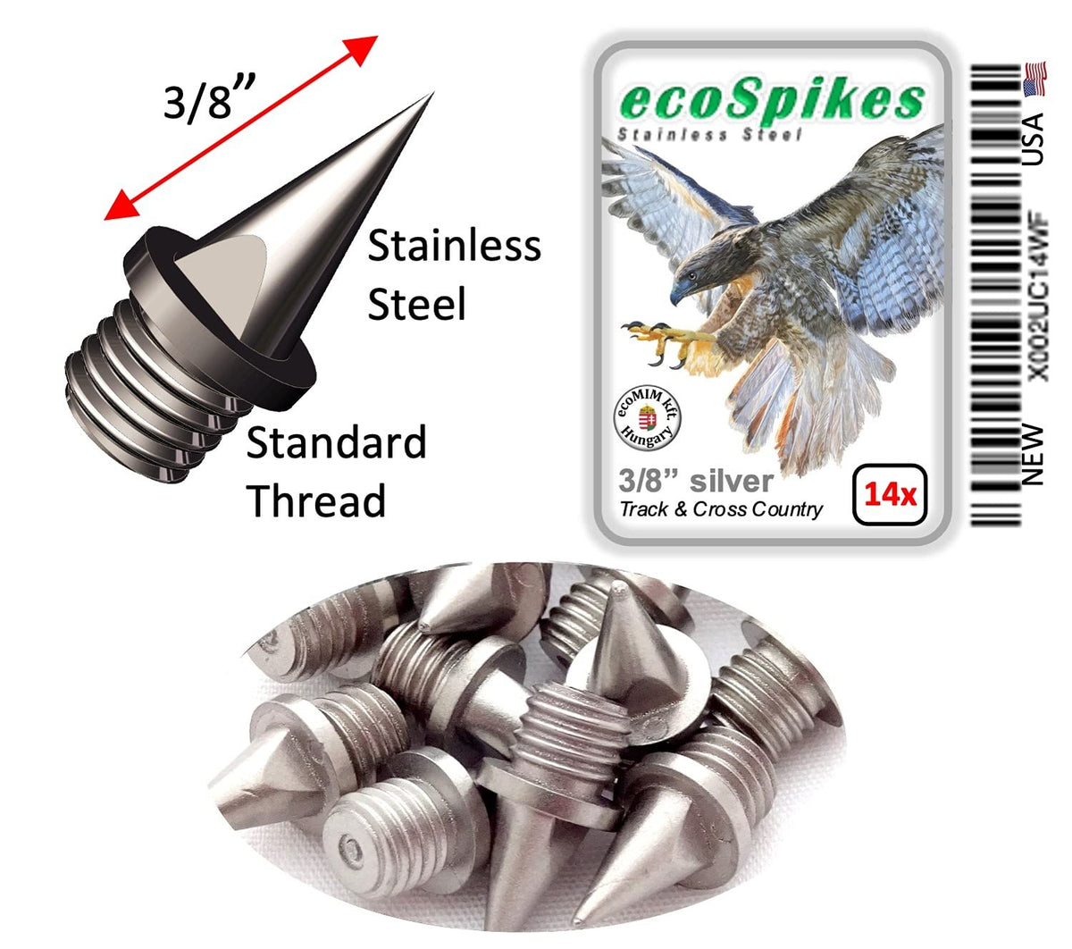 Track & Cross Country Spikes Replacement Short Running Shoes - Stainless Steel