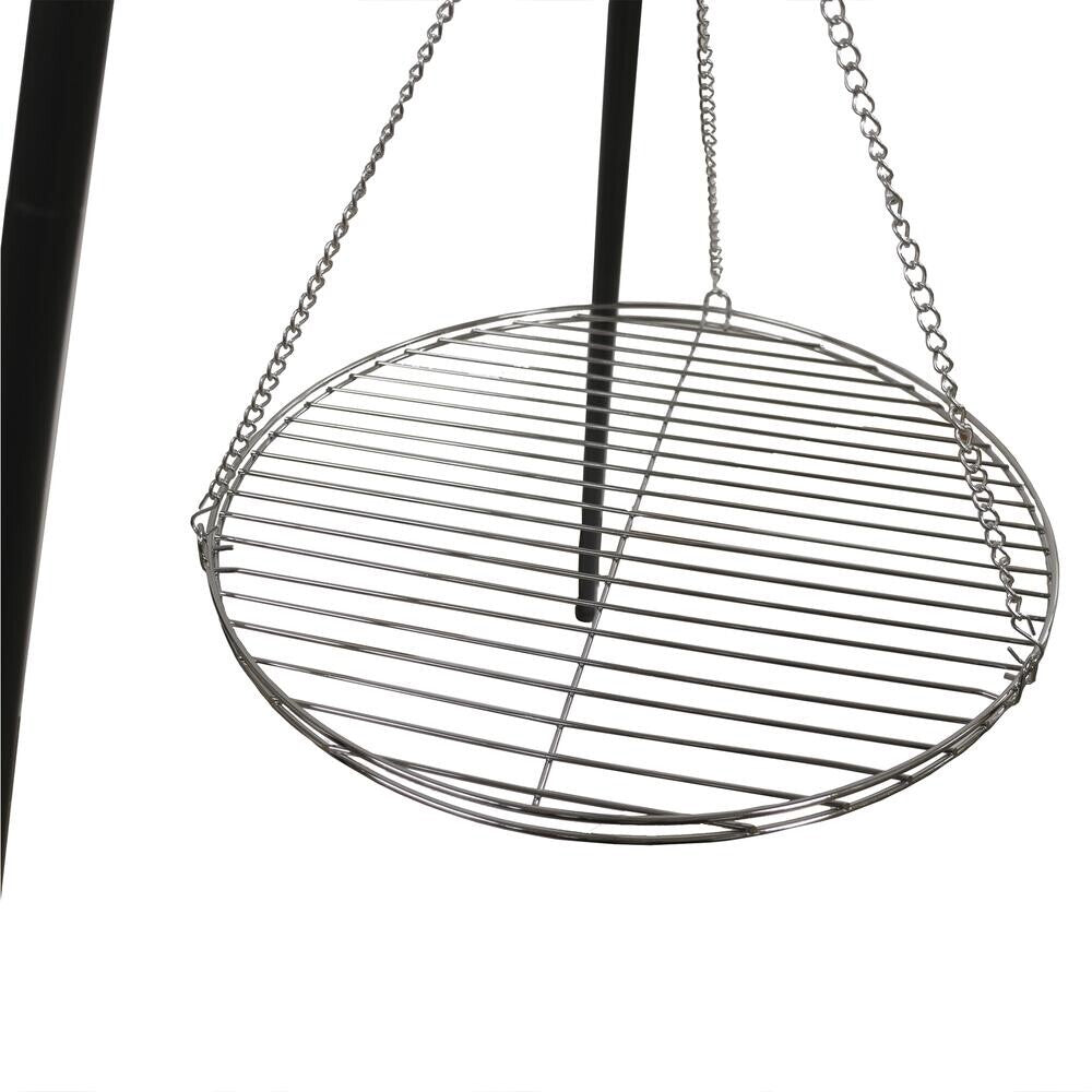 27-Inch Black Steel Collapsible Tripod Cooking Grate for Outdoor Camping Fire Grill