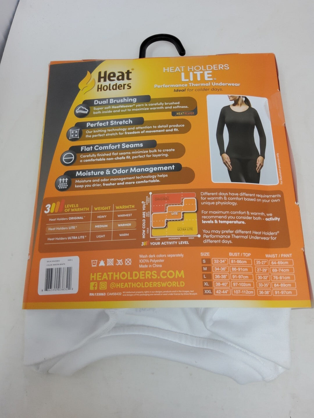 Heat Holders Women's Long Sleeve Crew Thermal Underwear - White, Size L