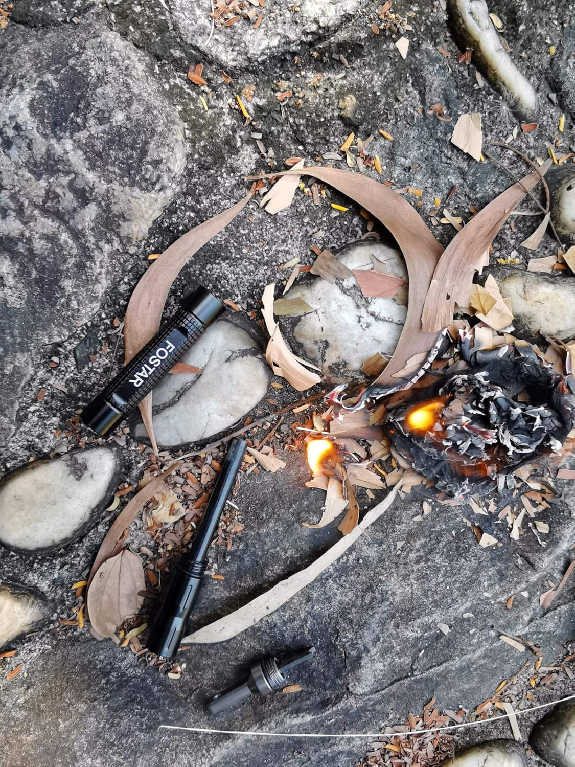 FOSTAR 2-Pack Reusable Ferro Rod Fire Starters with Flint – Compact & Durable Camping Tool