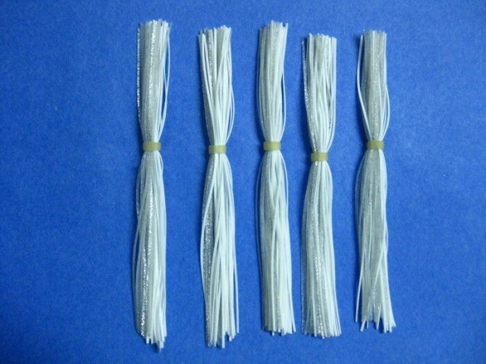 Silicone Spinnerbait Jigs Skirt Replacement Material White Silver Glitter 5 Inch