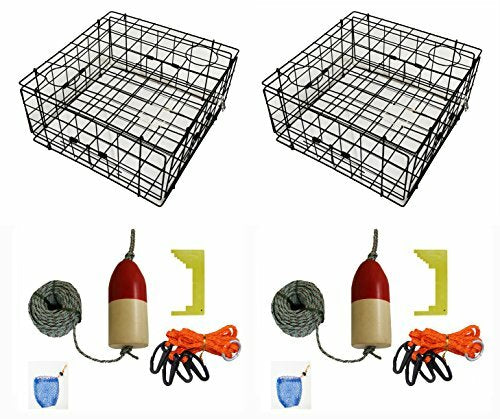 Crab Trap Kit with Vinyl Coated Crab Traps and Accessories - 2 Pack