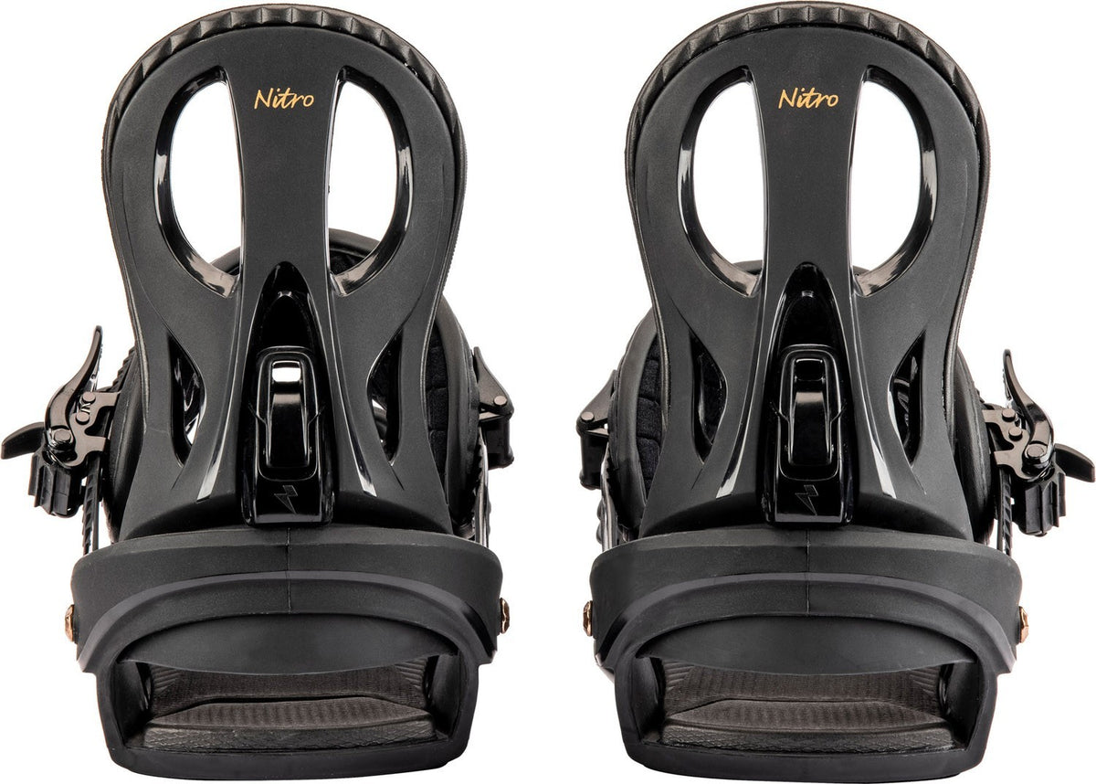 Women's Snowboard Bindings Small Black Bronze Adjustable Fit All-Mountain US 3.5-7