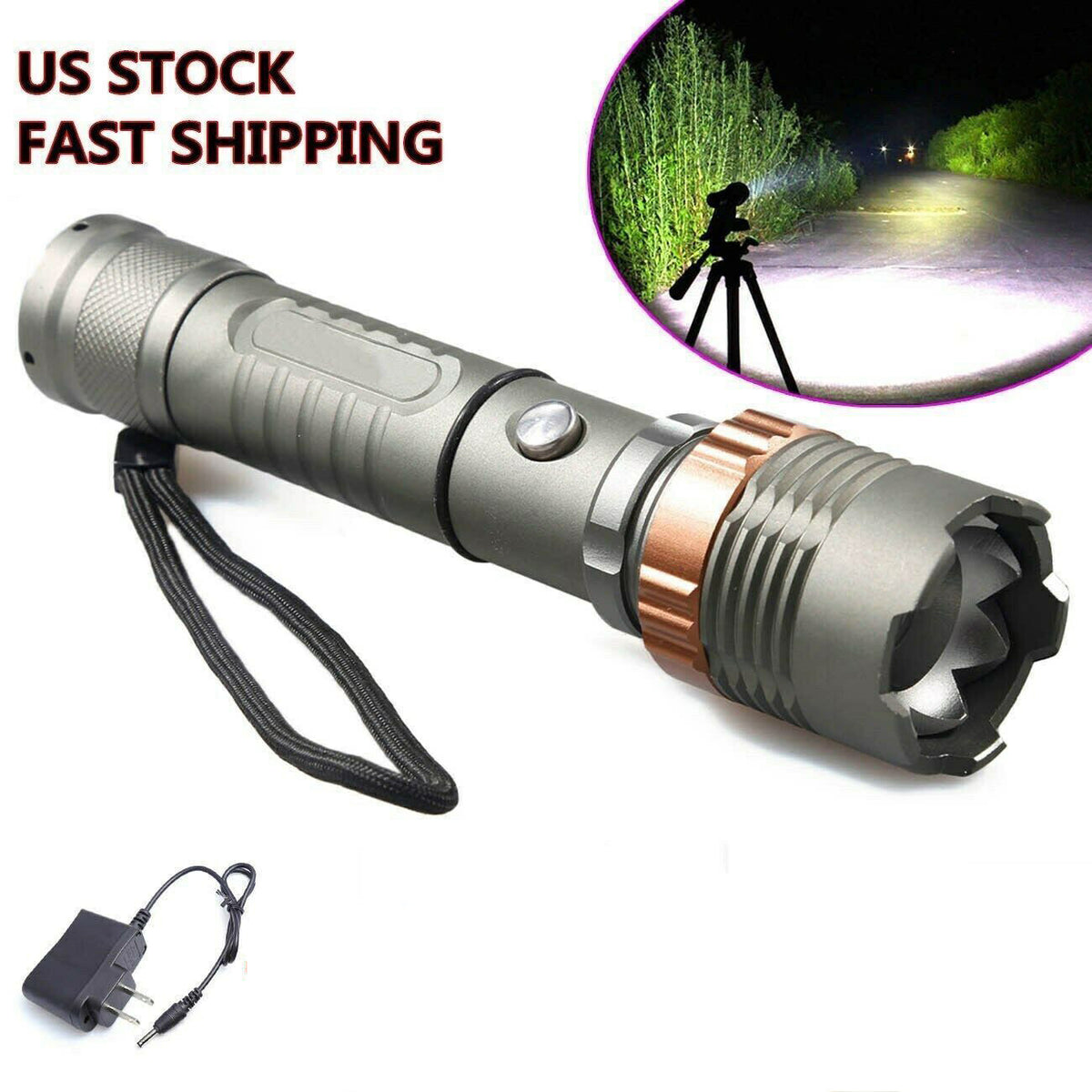 Rechargeable LED Tactical Flashlight with Zoom & Multiple Modes