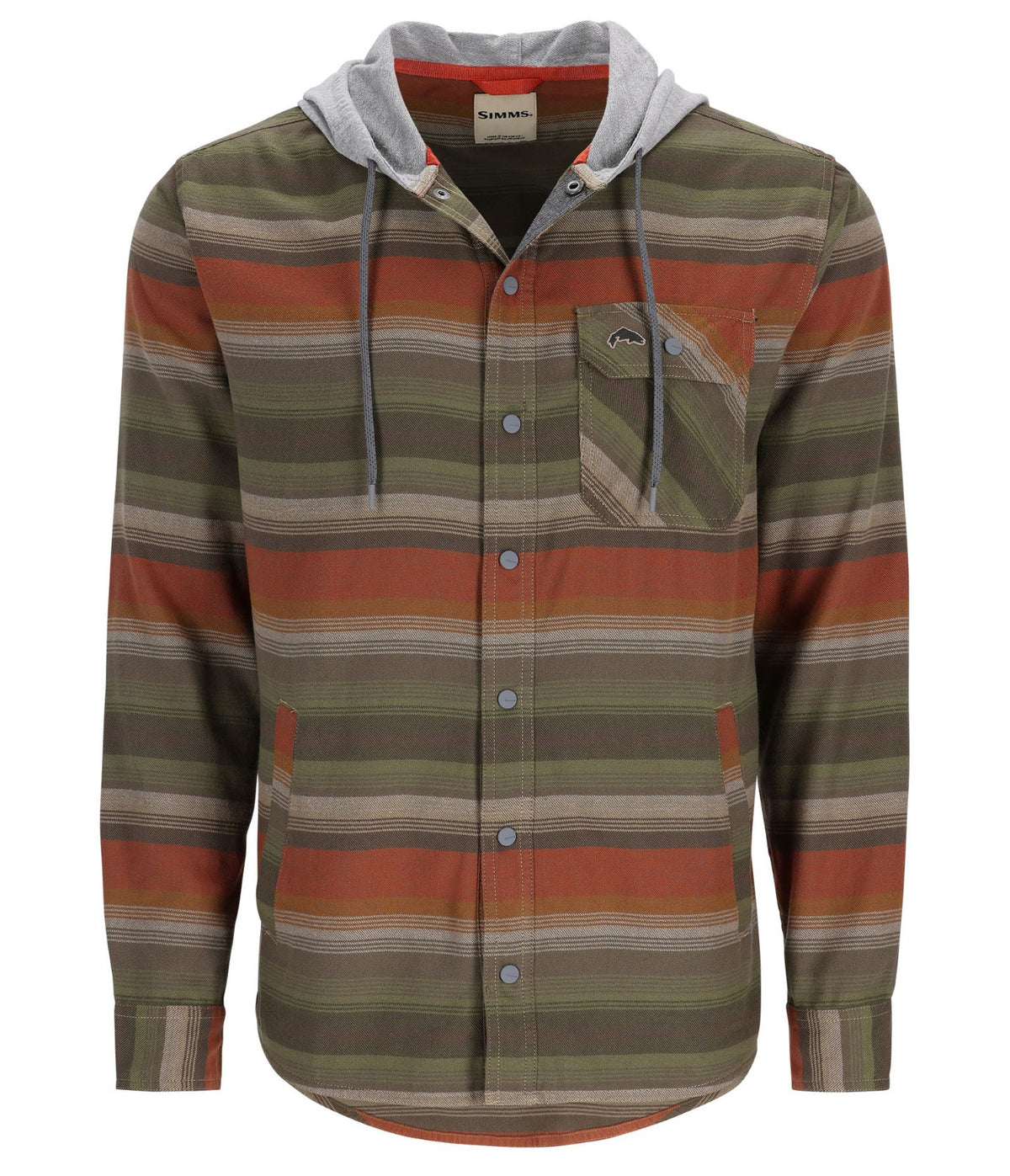 Men's Flannel Hoodie with Snap Front and Hood - Lightweight & Soft