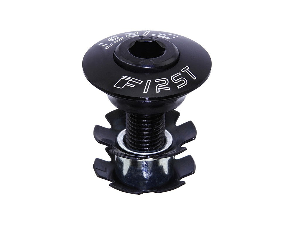 Bicycle 1-1/8 Inch Alloy Headset Top Cap with Hollow Bolt - Black, Threadless