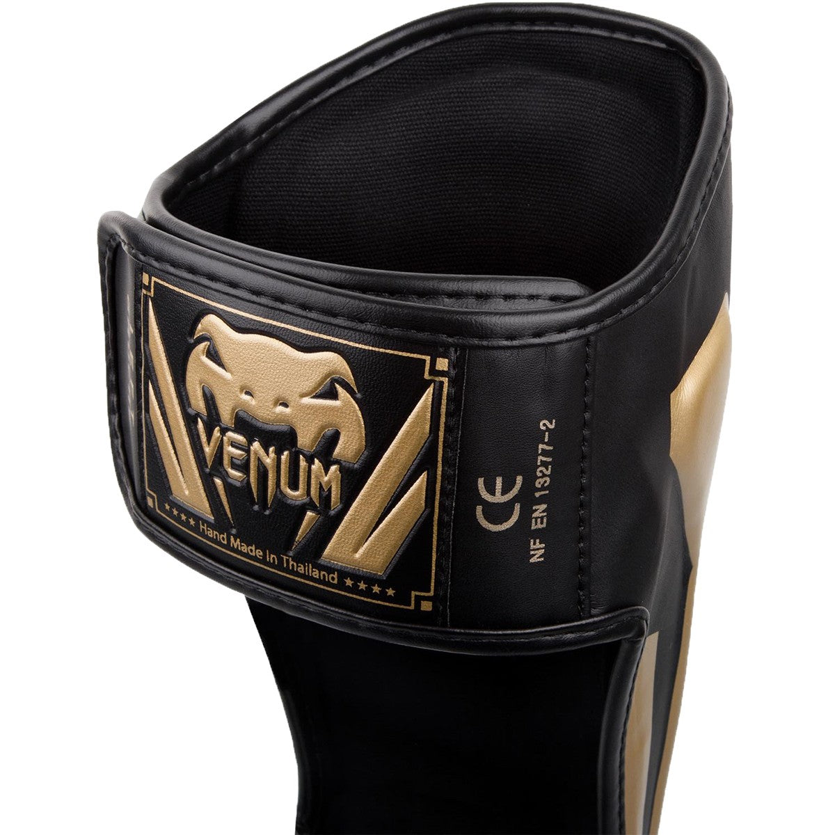 Lightweight Boxing Shin Guards with Hook and Loop Closure - Black Gold