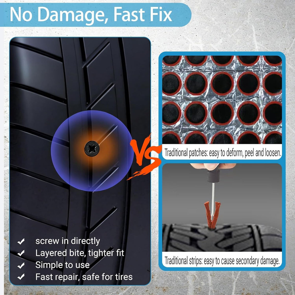 100Pcs Tire Repair Rubber Nails Kit with Screwdriver for Puncture Fix
