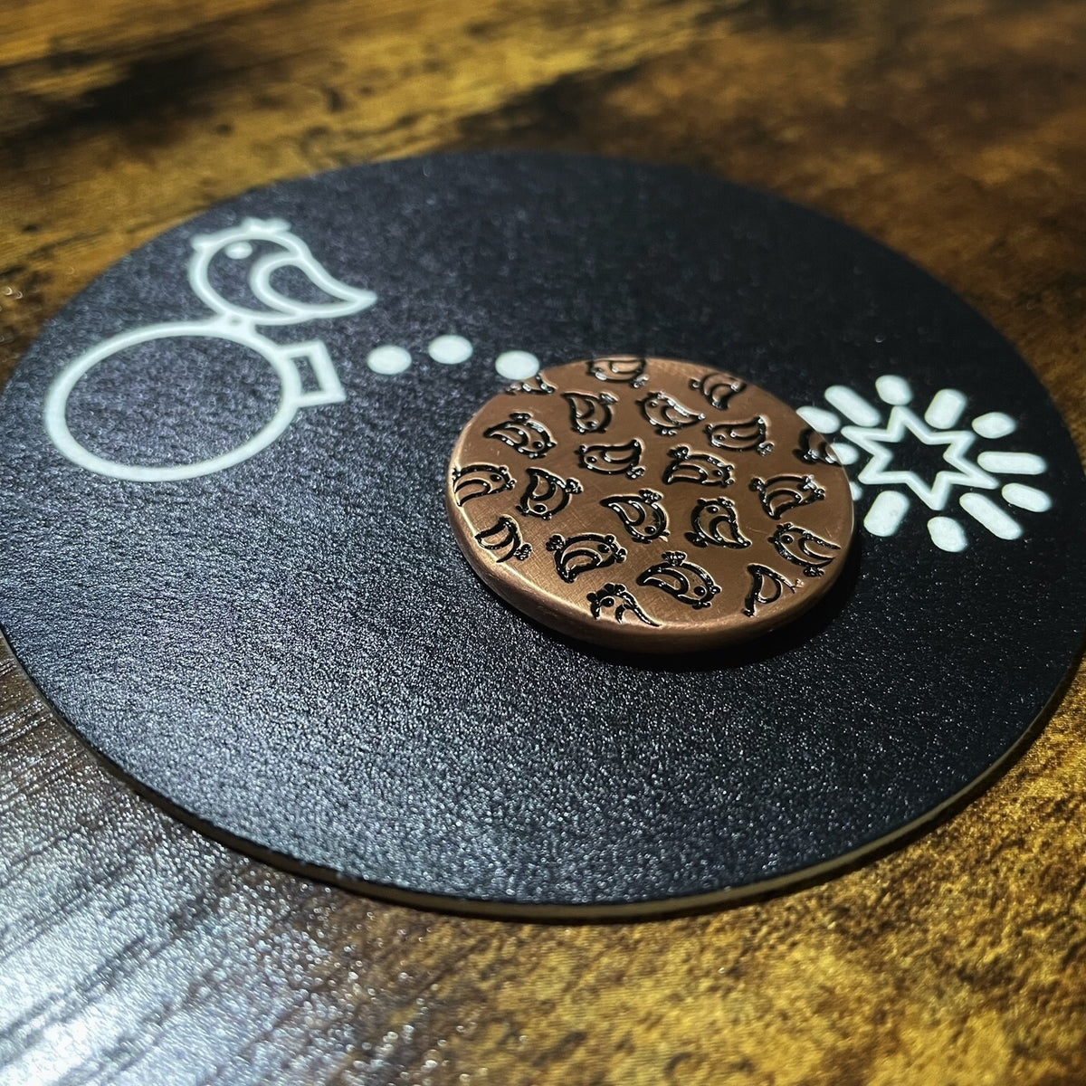 Handmade Copper Golf Ball Marker 1.25” Customizable with Bird Design