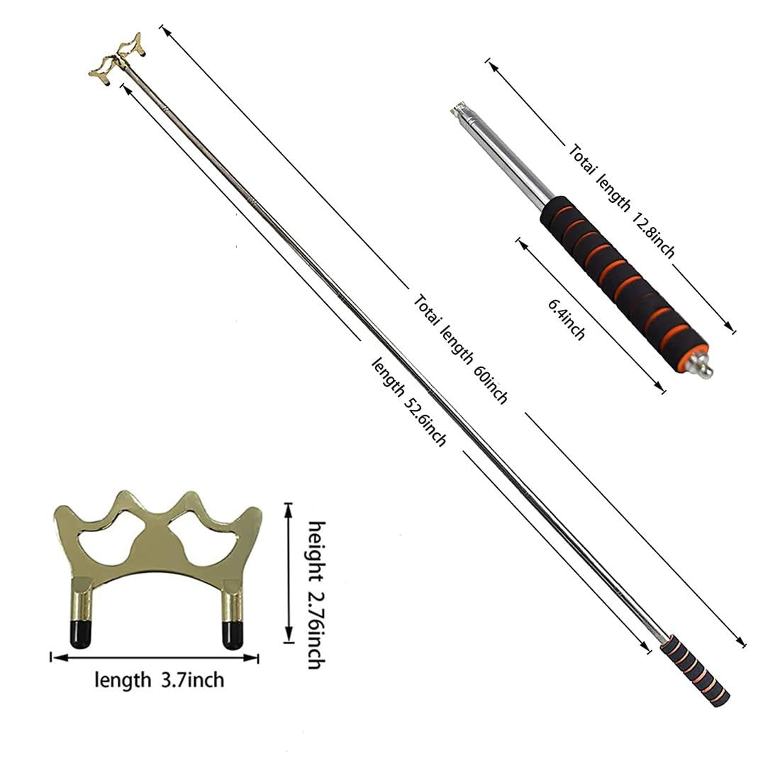 Retractable Billiards Bridge Stick with Brass Head – Extendable Cue Bridge