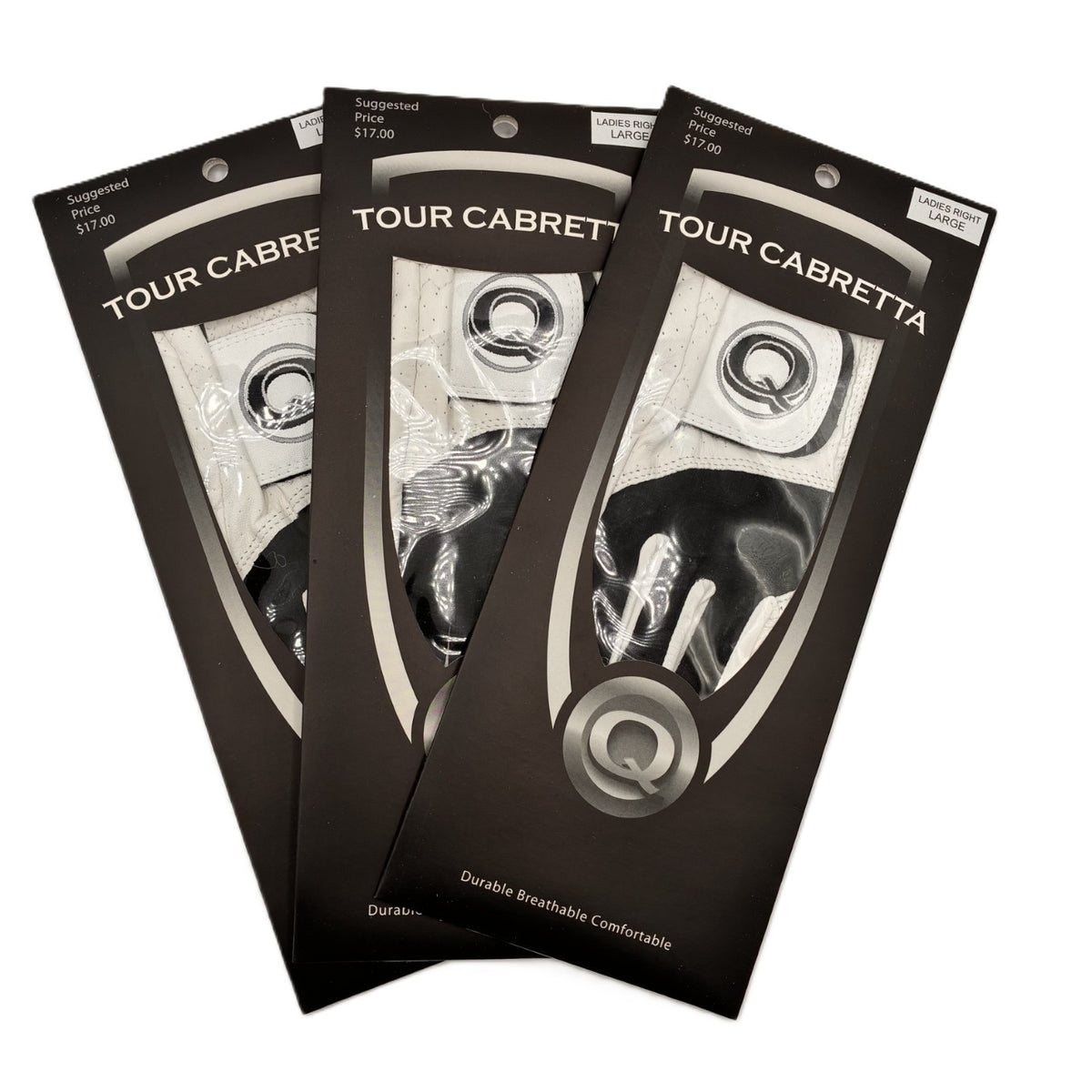 Ladies Right Hand Golf Glove 3 Pack - Cabretta Leather, Large
