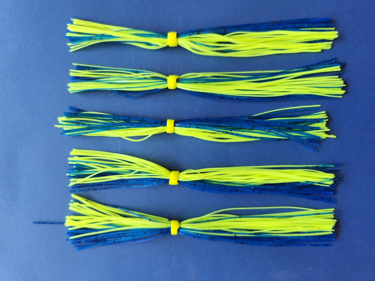 Silicone Skirt Replacement Material for Spinnerbaits & Jigs - Chartreuse Blue 5 Inch
