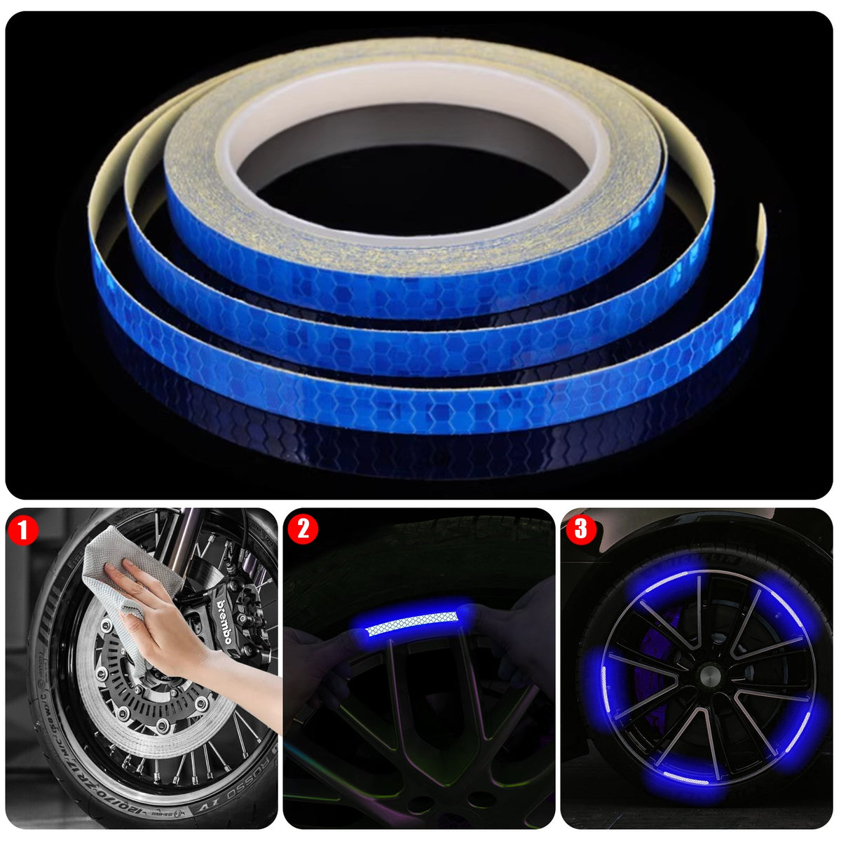 Reflective Bike Rim Stickers Safety Tape for Bicycle Wheels - Waterproof & High Visibility