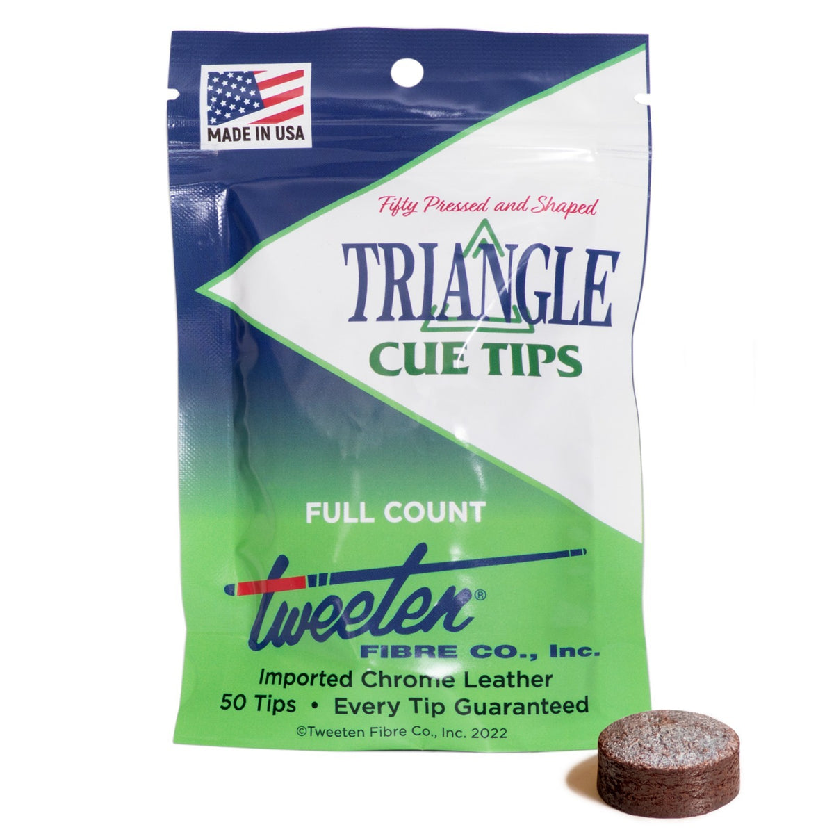 50 Pack Triangle Billiard Cue Tips - 1 Box, Tweeten Fibre Co. Hard Tip