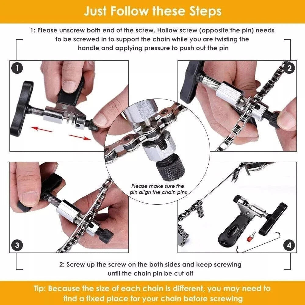 Bike Chain Repair Tool Kit Set with Chain Breaker & Wear Checker