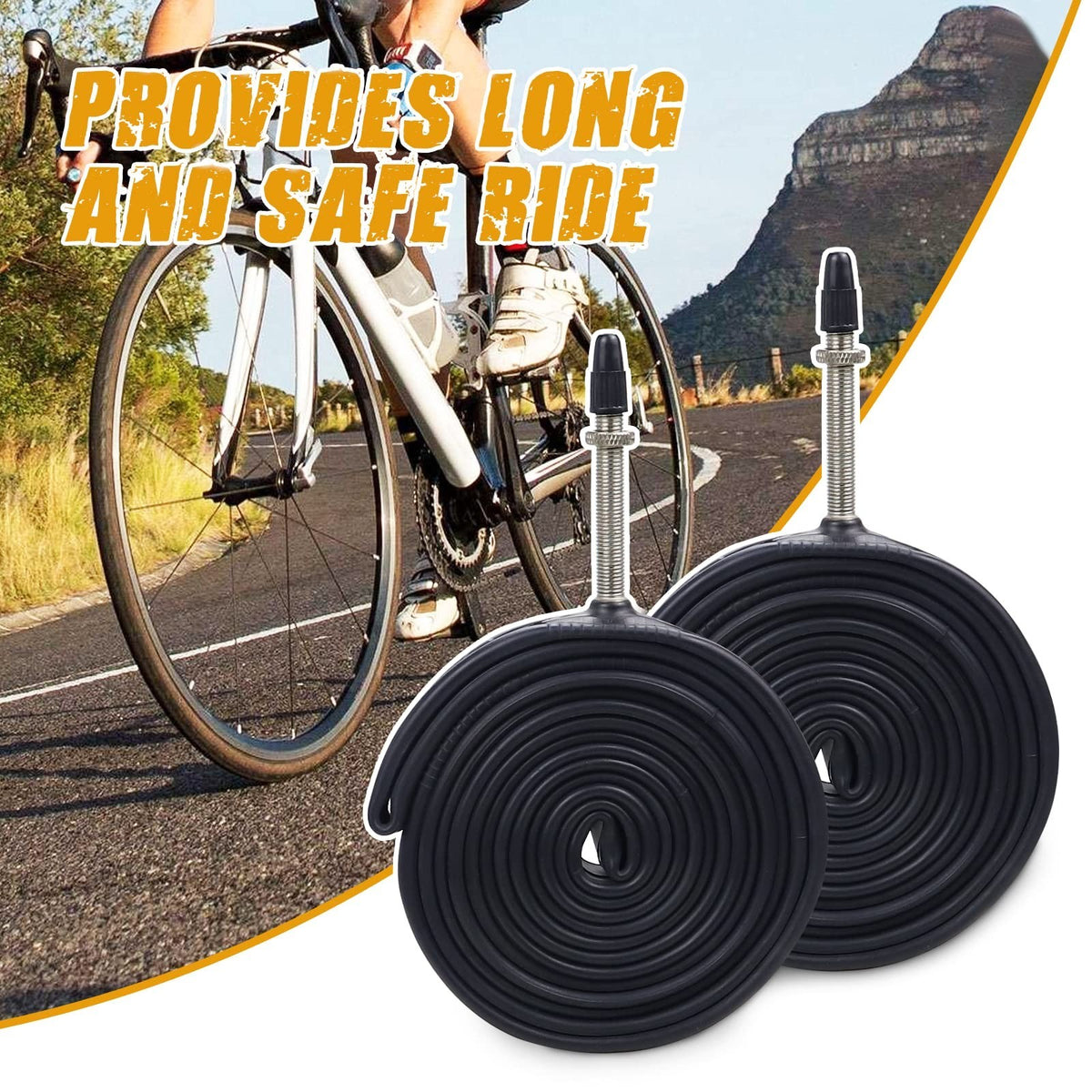700C Bicycle Inner Tube with 48mm Presta Valve – Fits 23C, 25C, 28C, 32C Tires, Pack of 2